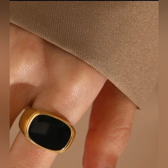 18K GOLD OVER STAINLESS STEEL RING - Picture 2 of 4